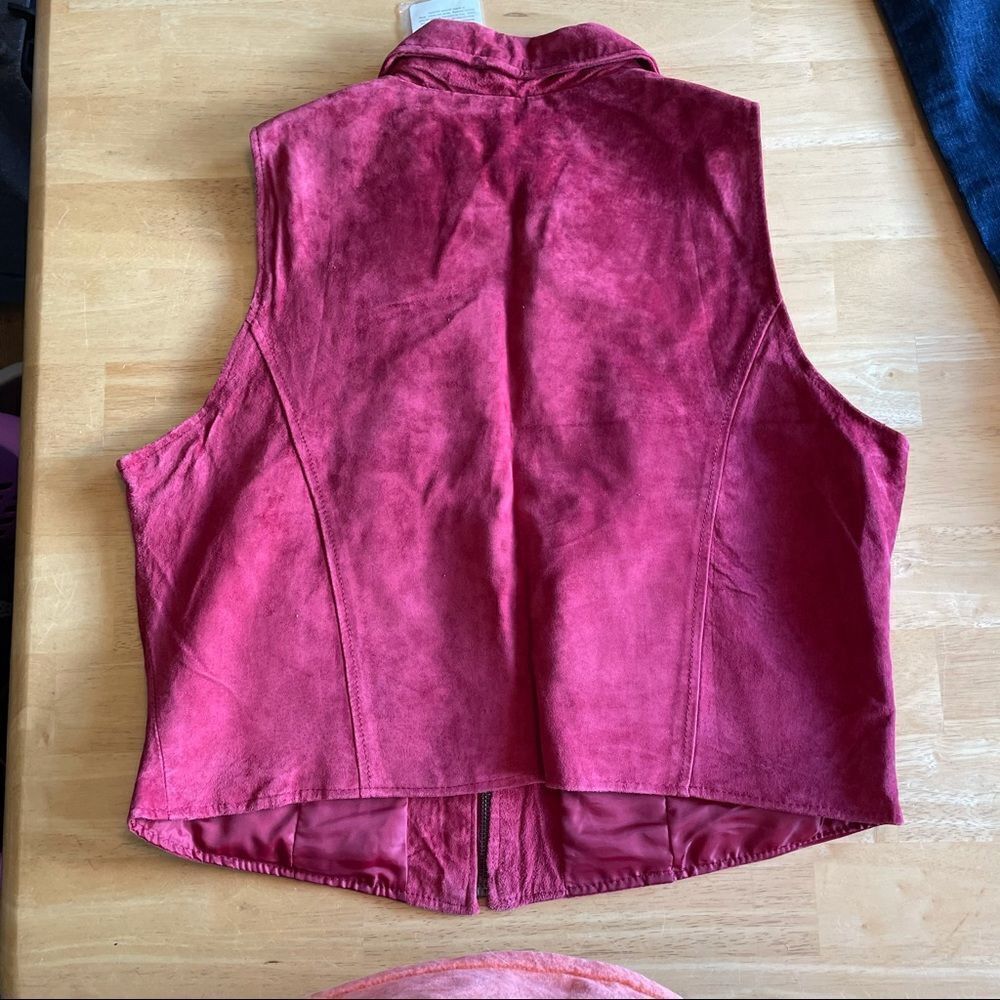 Women’s Hunt Club Suede Vest NET Vintage Burgundy size 14 western 90s Y2K - Picture 3 of 3